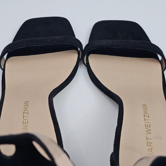 Stuart Weitzman Nudistcurve 75 Sandal Womens 9.5 Black Suede Block Heel Strappy - Picture 13 of 16